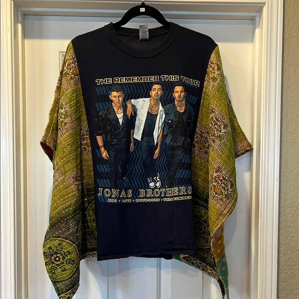 Jonas Brothers Upycled Kantha Tunice Top Shirt OS Handmade Bohemian Hippie